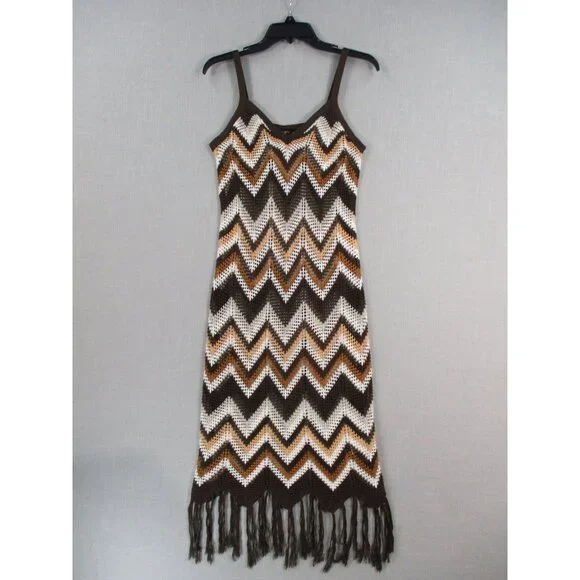 Crochet Chevron Fringe Dress Size M By Almost Famous - Picture 1 of 9